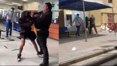 Video capta violenta pelea entre guardia del Registro Civil de Antofagasta y un usuario