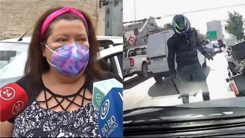 El relato de la mujer cuyo auto fue atacado a cadenazos por motociclista: 'Pensé en mi hija y me dio susto'