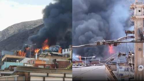 Voraz incendio en campamento de Antofagasta consume al menos 10 viviendas