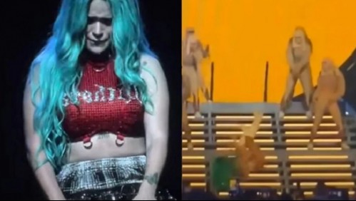 'Me duele todo': Karol G sufre estrepitosa caída por las escaleras durante concierto en Miami