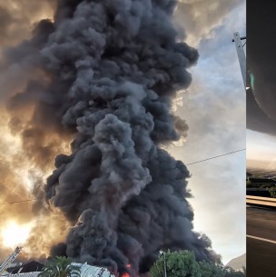 Columna de humo derivada de incendio en Quilicura se observa desde distintos puntos de la RM Columna de humo derivada de incendio en Quilicura se observa desde distintos puntos de la RM