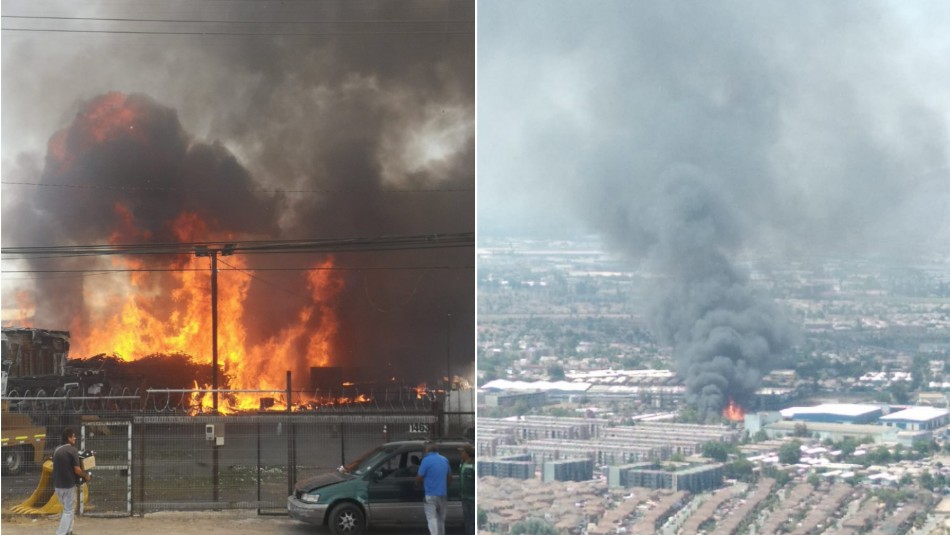 Nuevo incendio en Quilicura afecta a fábrica de pallets