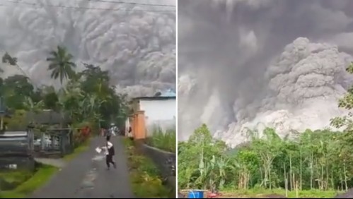 Volcán en Indonesia hizo erupción y gigantesca columna de humo provoca huida de habitantes