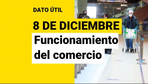 Feriado del 8 de diciembre: Así funcionarán los malls y el comercio