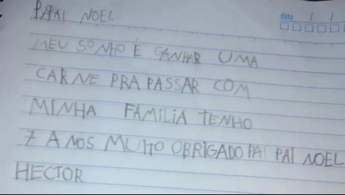 'Mi sueño es conseguir algo de carne': la desgarradora carta de un niño al Viejo Pascuero