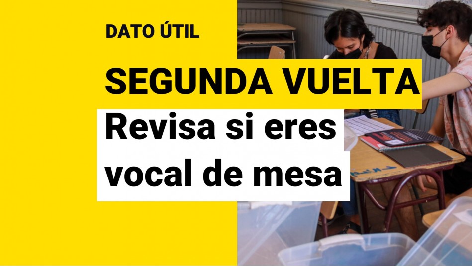 Segunda vuelta presidencial: Revisa si eres vocal de mesa este domingo Segunda vuelta presidencial: Revisa si eres vocal de mesa este domingo