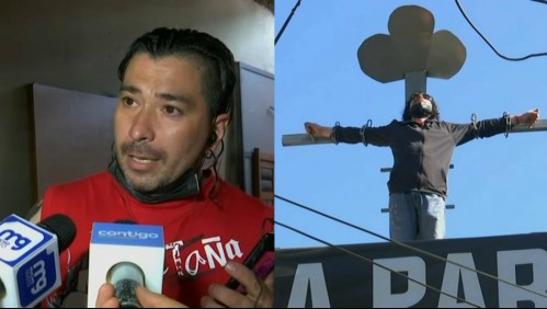 Hombre que se 'crucificó' para protestar por estafa contra su padre: 'Tuvo mala suerte de tener un hermano de esa clase'