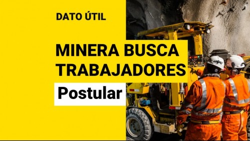 Aún hay cupos disponibles: Revisa cómo postular a minera que ofrece sueldos de hasta $1,8 millones