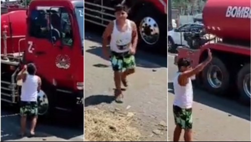 Bomberos viraliza imagen de niño regalando botellas de agua a funcionarios que acudían a incendios forestales