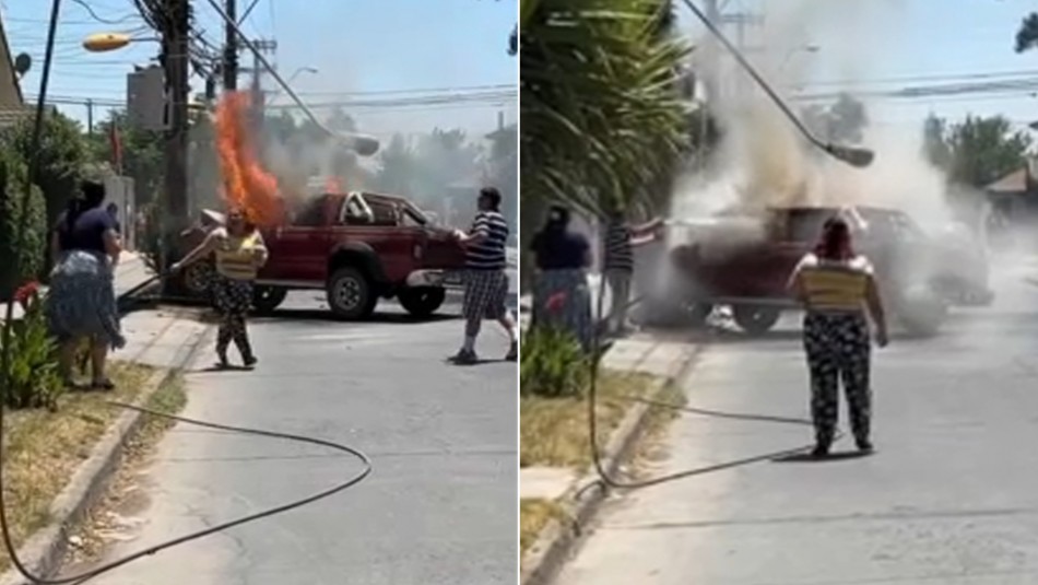 Mujer sufre encerrona, choca un poste, se corta un cable y queda con las piernas quemadas tras incendiarse su camioneta