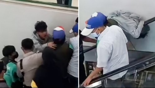 El insólito video del trabajador de un centro comercial con la cabeza atascada en una escalera mecánica