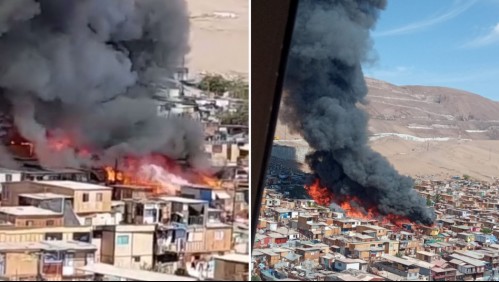 Gran incendio afecta a decenas de casas en campamento de Iquique