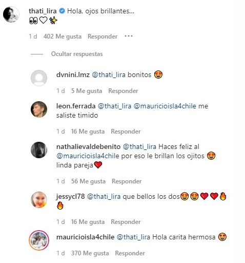 Comentario de Thati Lira y la respuesta de Mauricio 