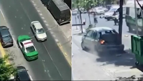 Conductora manejó en reversa por varias cuadras en Santiago: Impactó cinco vehículos y una patrulla de Carabineros