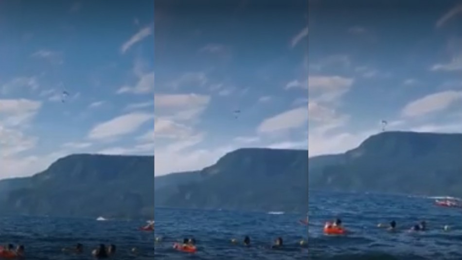 Dos personas sufren violenta caída desde parapente en el lago Villarrica Dos personas sufren violenta caída desde parapente en el lago Villarrica
