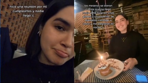 Sus amigos la dejaron plantada en su cumpleaños y los meseros del restaurante la acompañaron toda la noche