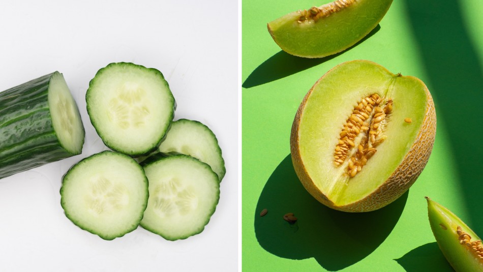 alimentos--hidratantes pepino ensalada y melón. Alimentos hidratantes