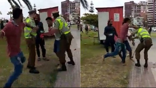 [VIDEO] Carabineros son golpeados en medio de control de identidad por denuncia de venta de drogas en Iquique