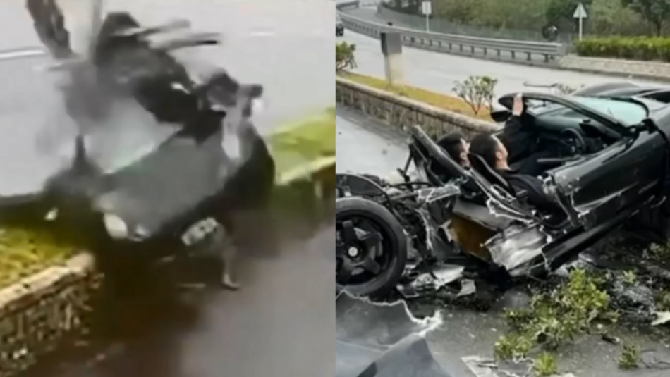 Video capta impactante choque de un auto deportivo: se partió en dos y los ocupantes lograron sobrevivir