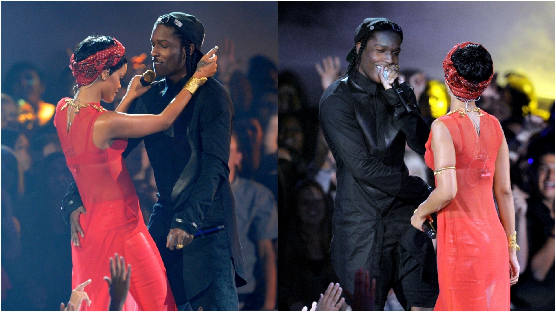 Rihanna y A$AP Rocky en un concierto de los MTV en 2012.