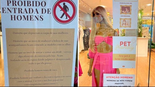 'Prohibida la entrada de hombres': dueña de tienda de lencería cuelga cartel fuera de su local tras episodios de acoso