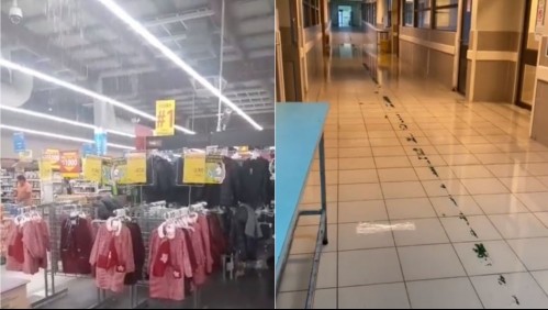 Agua al interior de un supermercado y de hospital: Videos muestran estragos de las lluvias en Osorno
