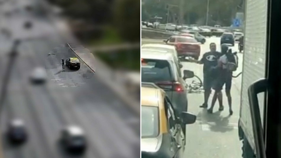 Las versiones del violento altercado protagonizado por el taxista y el cliclista en Providencia Las versiones del violento altercado protagonizado por el taxista y el cliclista en Providencia