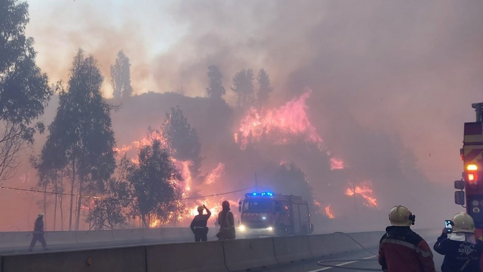 Alerta roja por incendio que afecta a sector La Pólvora en Valparaíso: Columna de humo es visible en toda la ciudad