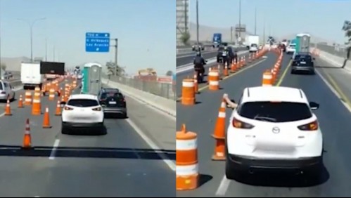 Video capta el momento cuando un conductor roba un cono en la Autopista Central: dueño de auto fue denunciado