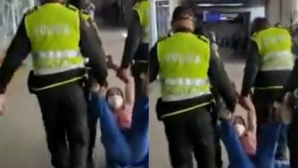 Mujer reclama cobro excesivo de equipaje a una aerolínea y terminó esposada: Mujer reclama cobro excesivo de equipaje a una aerolínea y terminó esposada: