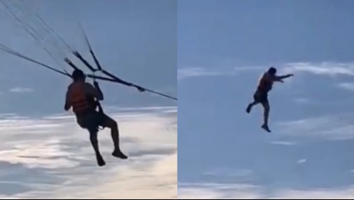 El impactante video en que un hombre cae al mar luego que el arnés de su parapente se rompiera