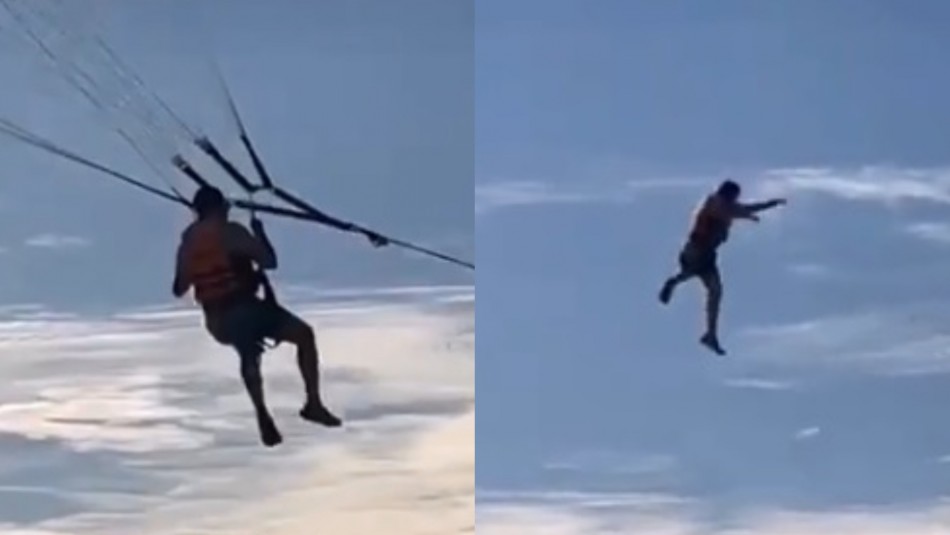 hombre-sufre-caida-en-parapente-en-mexico El impactante video en que un hombre cae al mar luego que el arnés de su parapente se rompiera