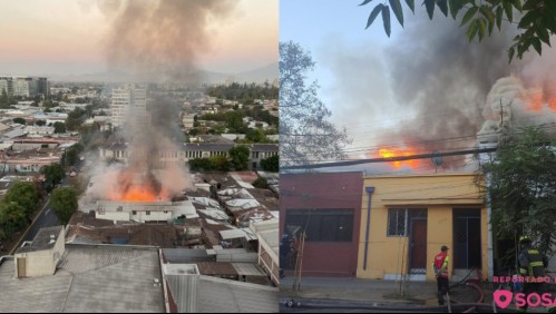 Al menos nueve casas afectadas por violento incendio en zona cercana a colegio y bencinera en Santiago
