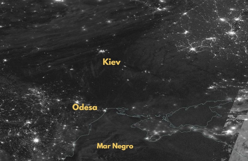 Territorio ucraniano desde satélite de la NASA, 12 de marzo
