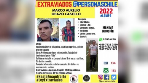 Buscan a exfutbolista de Palestino y la selección chilena desaparecido desde el sábado en Lampa