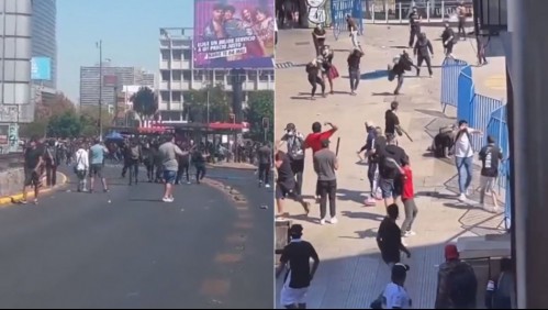 [VIDEOS] Vendedores ambulantes y estudiantes protagonizan pelea en Estación Central en medio de marcha