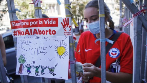 Organizaciones contrarias al aborto se manifiestan afuera de la Convención