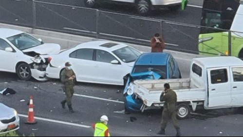 Ruta 68: Motorista queda con fractura expuesta tras colisión múltiple