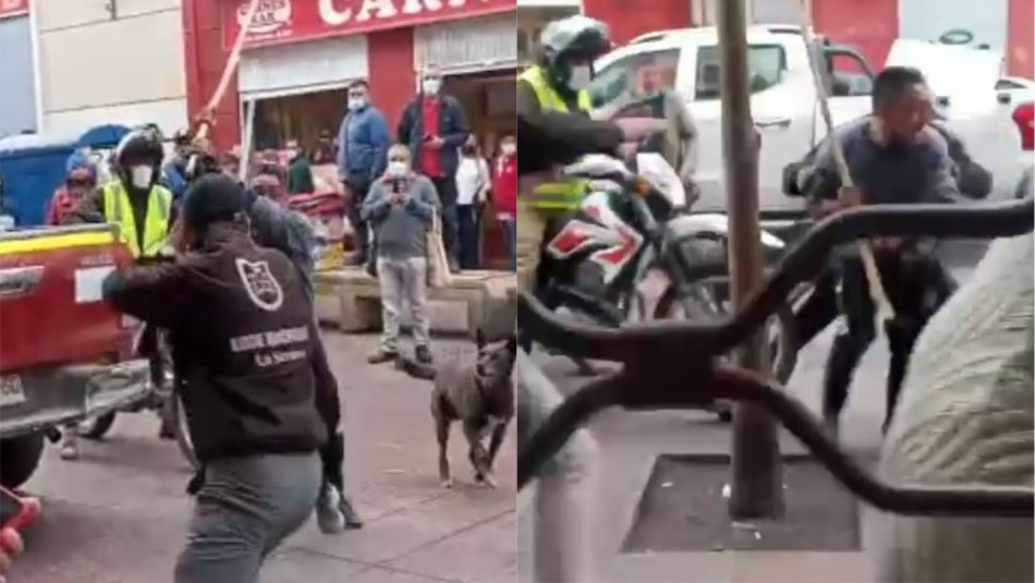 Video muestra pelea entre vendedores ambulantes e inspectores municipales tras fiscalización en La Serena