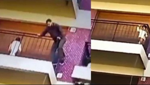 'No lo pensé y me trepé': niño de 4 años queda atrapado en un balcón y conserje escala hasta rescatarlo