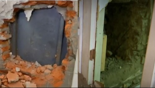 Mujer regresa a su casa tras fin de semana largo y descubre dos forados que daban hacia una sucursal bancaria