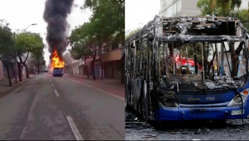 'Siguieron lanzando más bombas molotov': estudiantes de Liceo Barros Borgoño incendian bus del Transantiago
