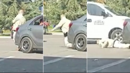Golpearon con su auto a un adulto mayor: Video muestra accionar de delincuentes tras robar servicentro de La Dehesa
