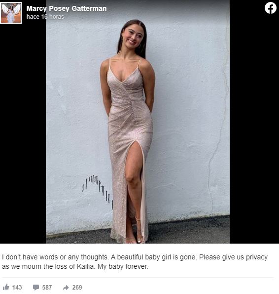Publicación de la mamá de Kailia Posey