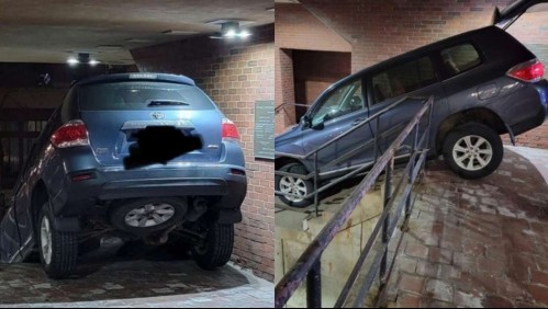 Culpó al GPS: Joven protagoniza insólito accidente tras manejar por unas escaleras para llegar a una calle