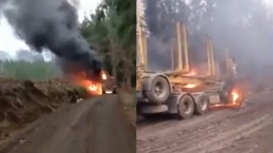 Reportan ataque incendiario en fundo de Teodoro Schmidt: Encapuchados quemaron siete camiones y una grúa