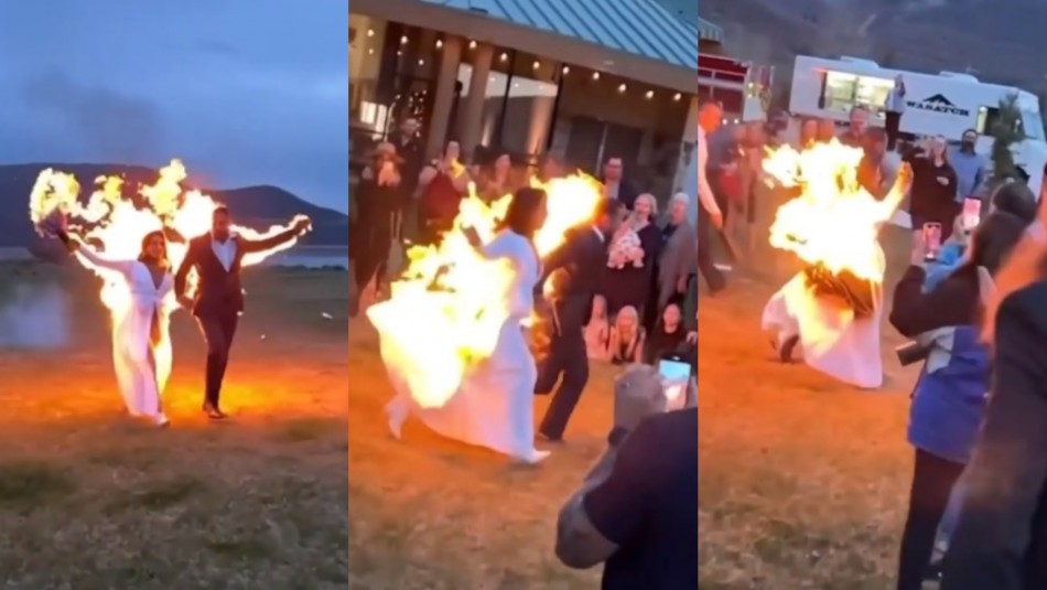 Video muestra a pareja de novios que se prendió fuego en su matrimonio para 