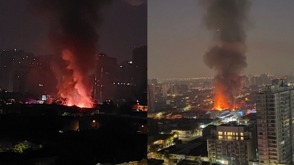 Incendio de grandes proporciones afecta a cité en el centro de Santiago: Hay propagación a otros inmuebles