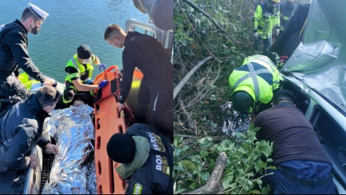 Camioneta cae al Lago Panguipulli por quebrada de 45 metros: Rescatan a dos adolescentes y dos adultos