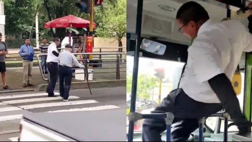 Lo recibieron entre aplausos: Chofer se bajó de su bus para ayudar a anciano a cruzar la calle